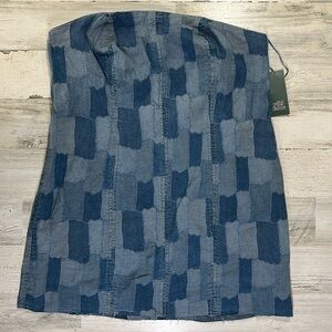 Women's Sleeveless Denim Tube Bodycon Dress,Wild Fable Indigo Patchwork